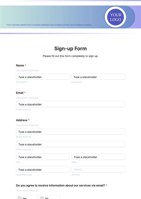 Free Signup Form Template