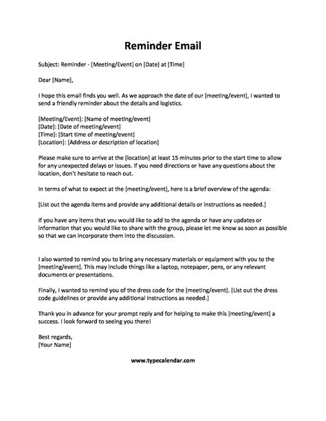 Friendly Reminder Template Email