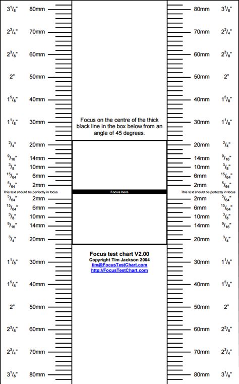 Front Back Focus Test Chart