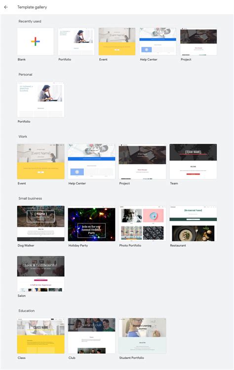 Google Sites Free Template