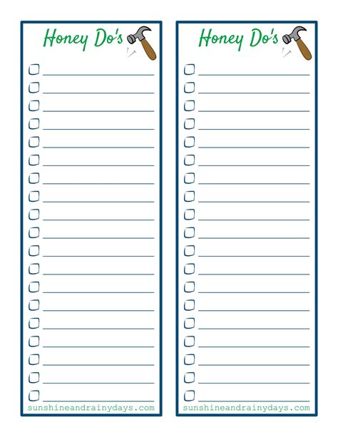 Honey Do List Printable