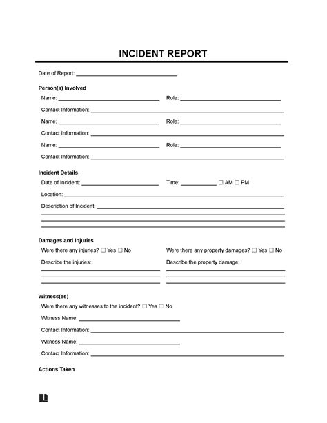 Incident Report Word Template