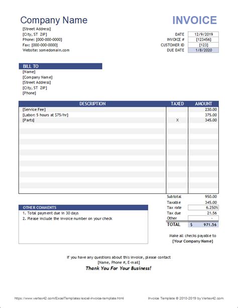 Invoice Excel Template