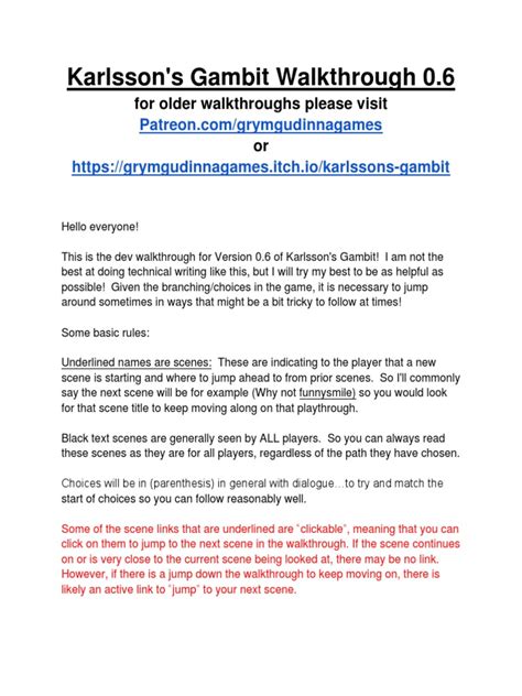 Karlsson S Gambit Walkthrough