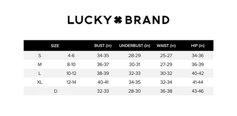 Lucky Jeans Size Chart