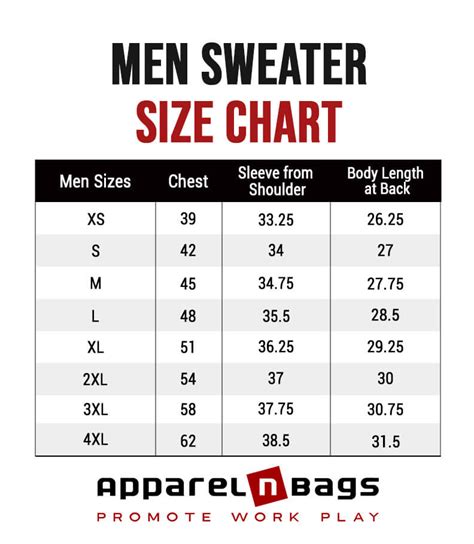 Men S Sweater Size Chart