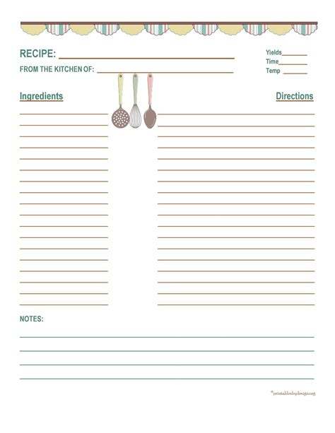 Microsoft Word Recipe Card Template
