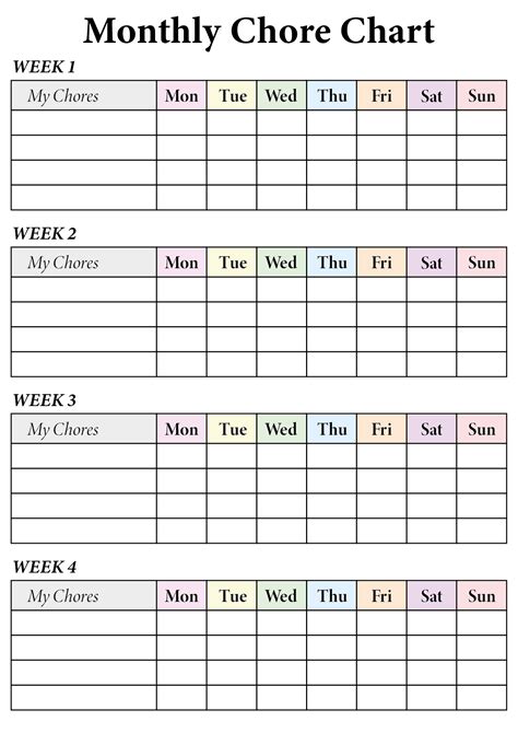 Monthly Chore Chart