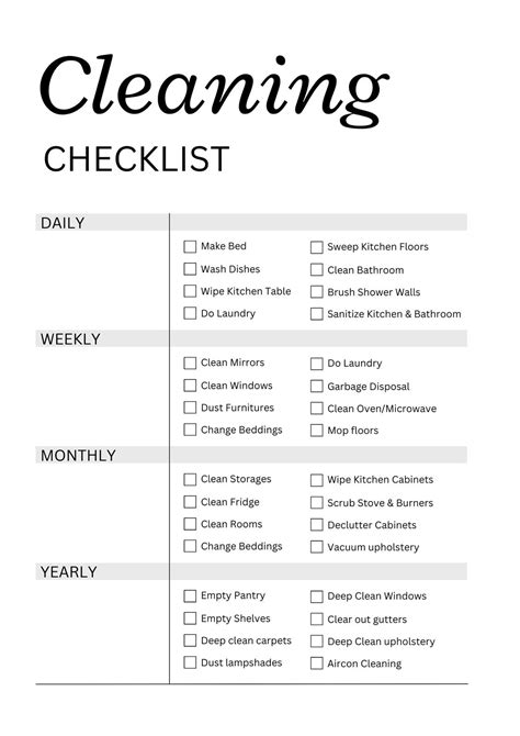 Office Cleaning Checklist Printable