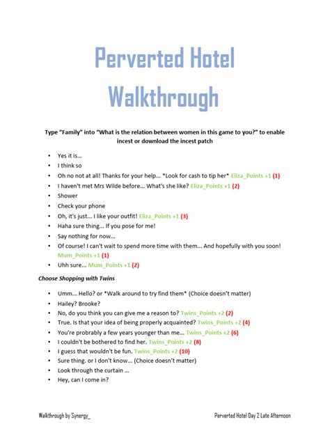 Perverted Hotel Walkthrough