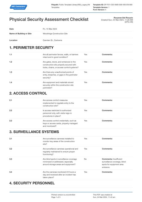 Physical Security Walkthrough Checklist