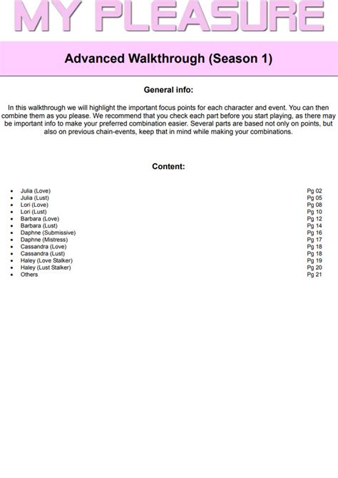 Pleasure Party Walkthrough