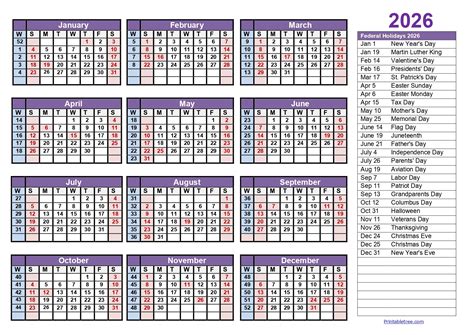 Printable Calendar Week Numbers