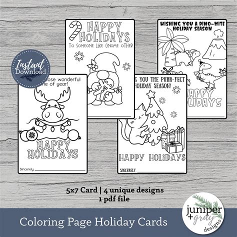 Printable Coloring Holiday Cards