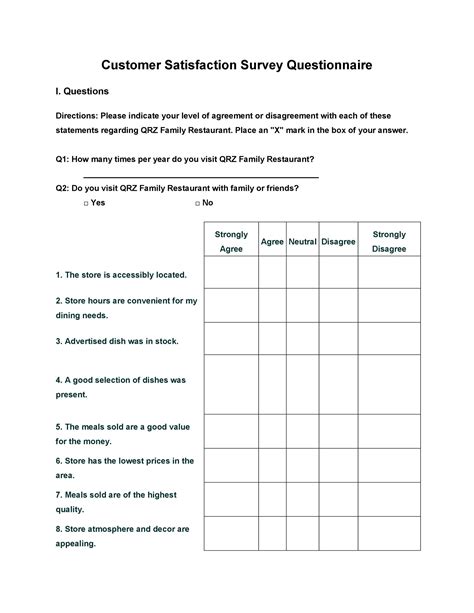 Questionnaire Template Examples