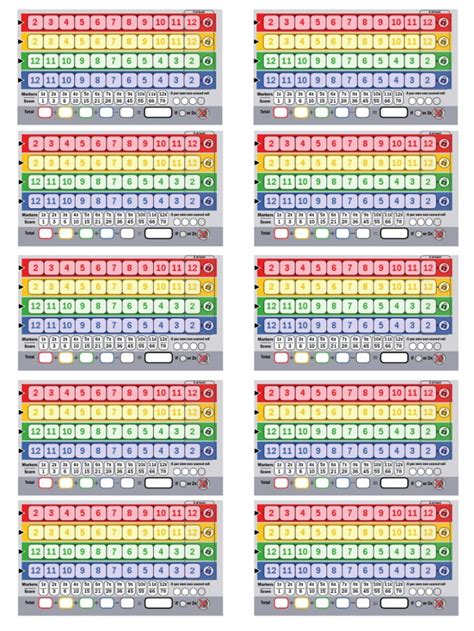 Qwixx Score Sheet Printable