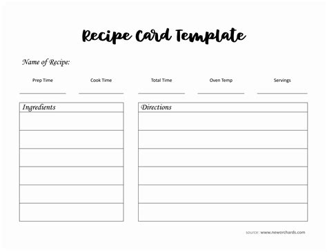 Recipe Card Template Word