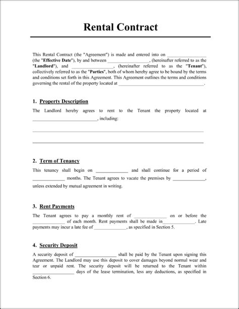 Rental Property Contract Template