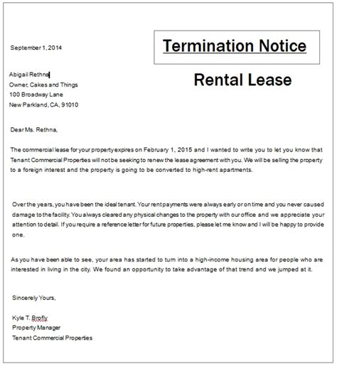Rental Termination Template