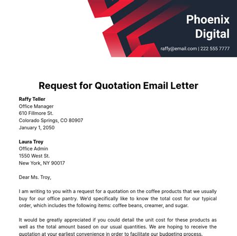 Request For Quotation Template Email