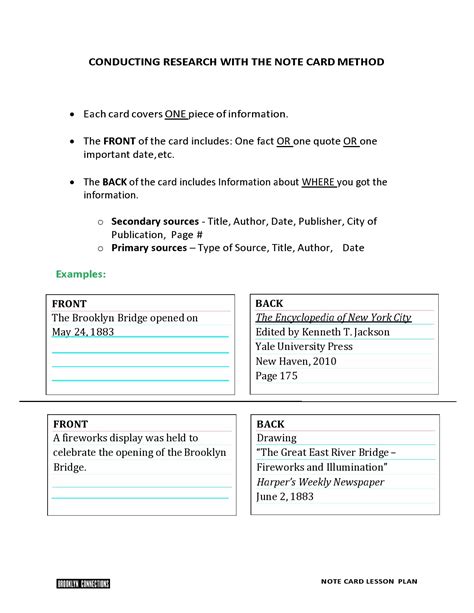 Research Paper Note Cards Template