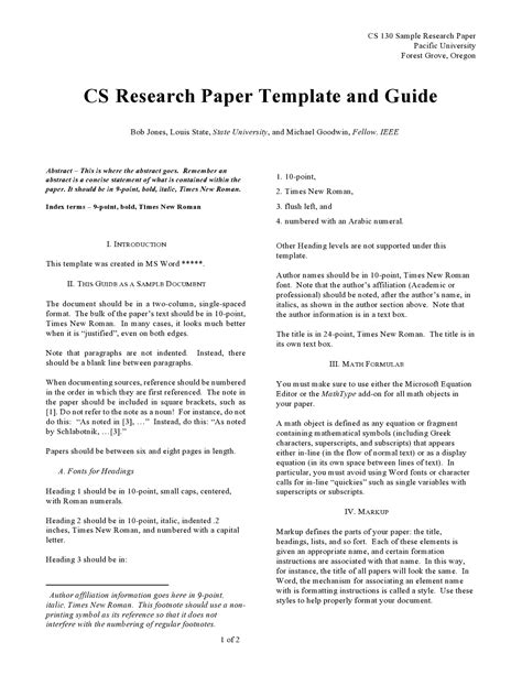 Research Paper Template Example