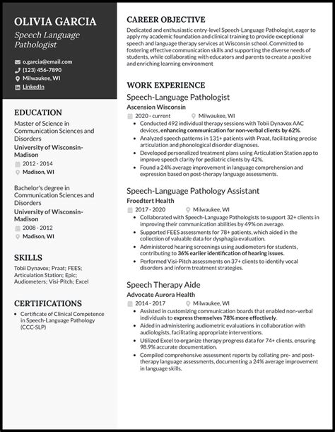 Resume Template Speech Language Pathologist