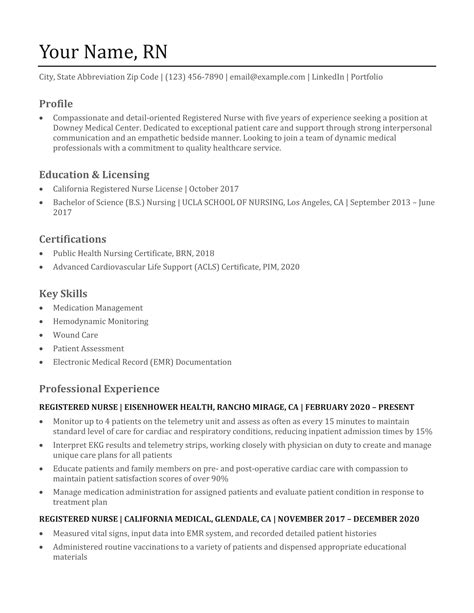 Resume Templates For Nurses