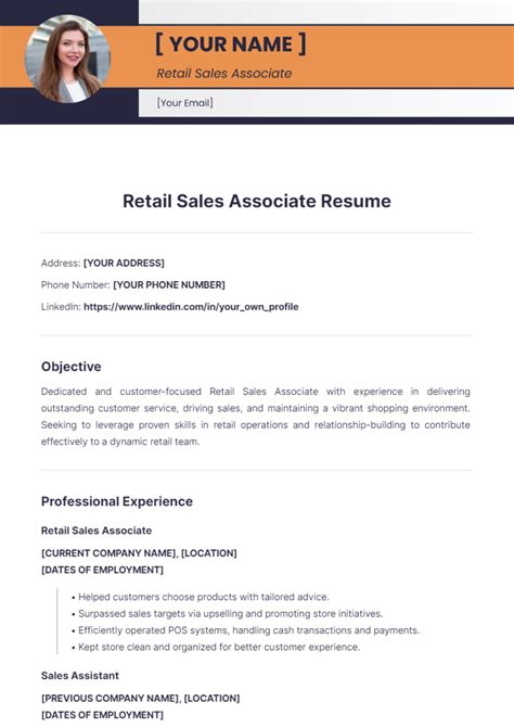 Retail Sales Associate Resume Template