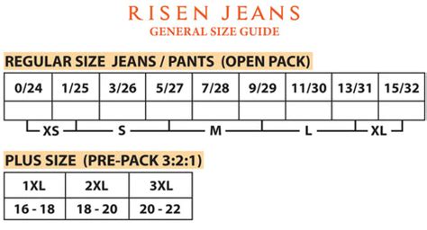 Risen Jeans Size Chart Plus Size