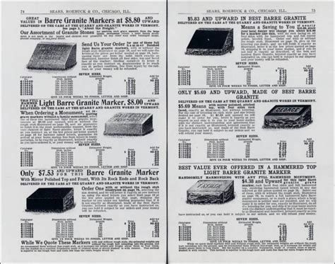 Sears Tombstone Monuments Catalog