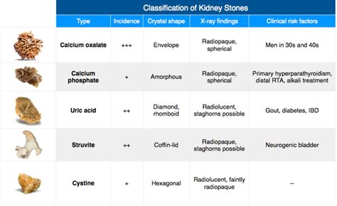 Size Chart For Kidney Stones