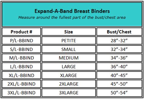 Sizing Chart For Chest Binders