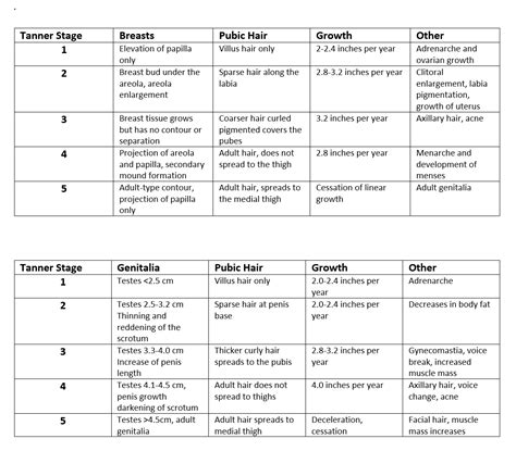 Tanner Staging Chart