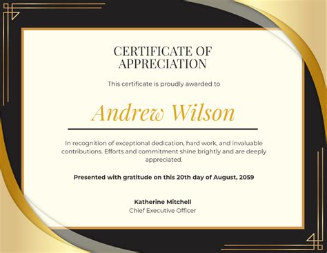 Template Of Appreciation Certificate