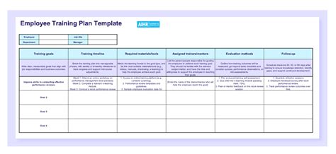 Training Template For New Employee