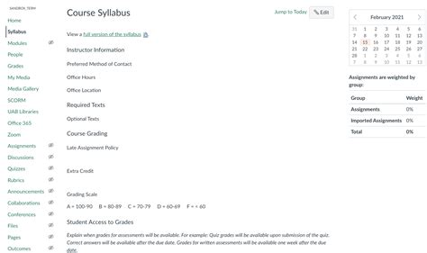 Uab Syllabus Template