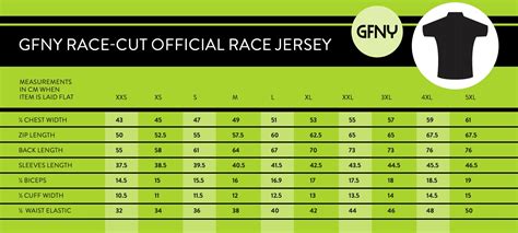 Unisex Jersey Size Chart