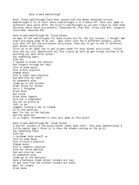 Virtual Date Ariane Walkthrough