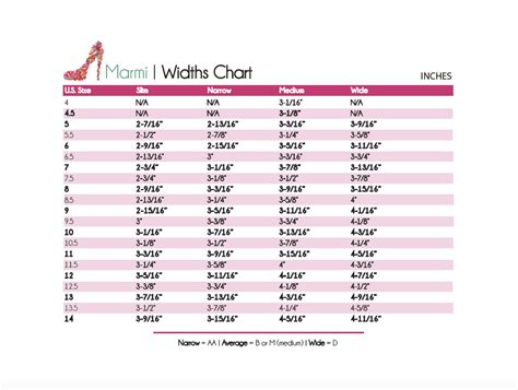 Women S Shoe Width Chart