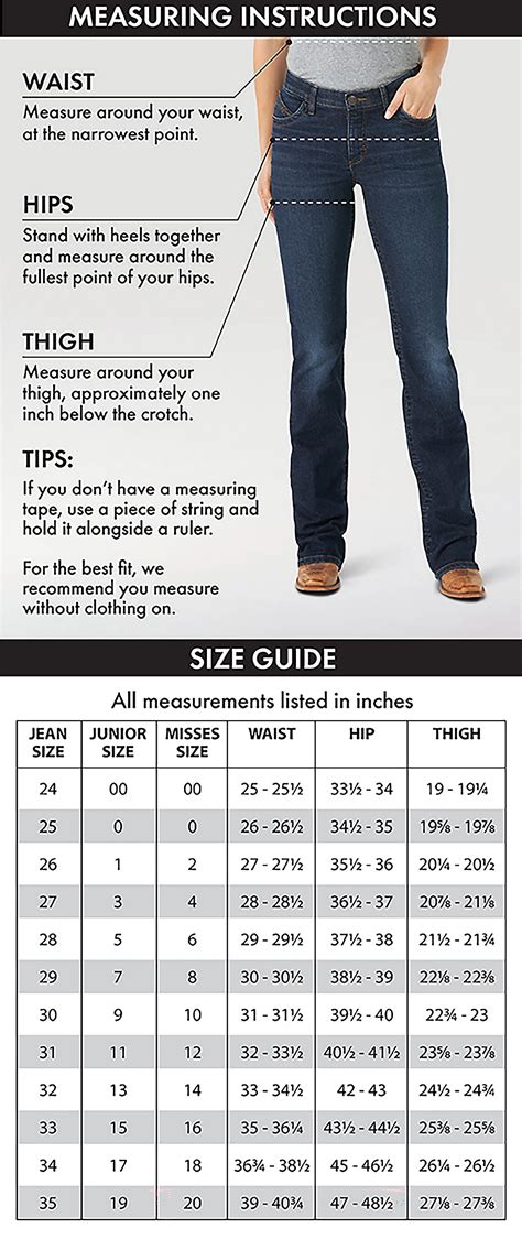 Wrangler Pants Size Chart